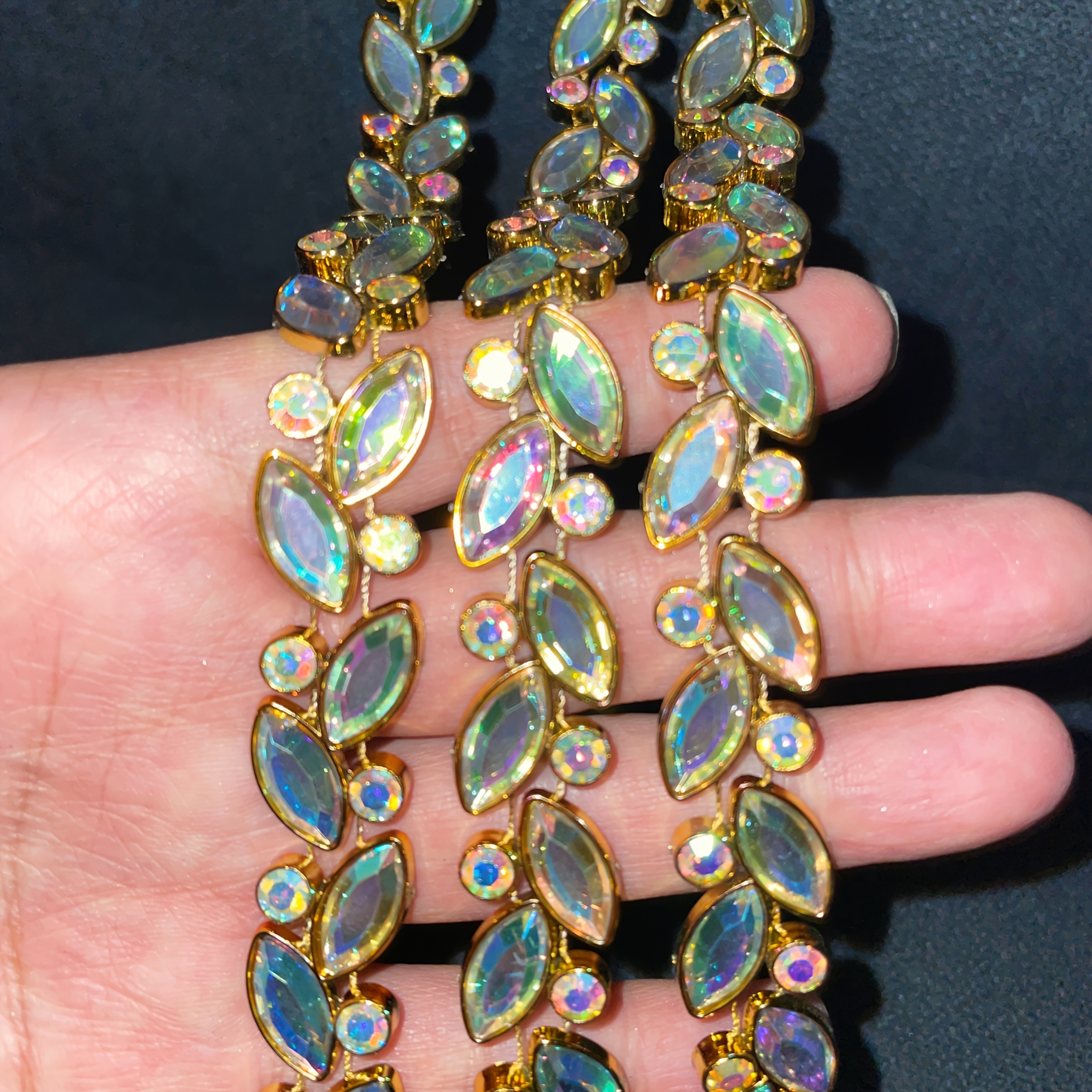 AB Luxurious Iridescent Crystal Rhinestone Chain, 100cm/149cm/225cm